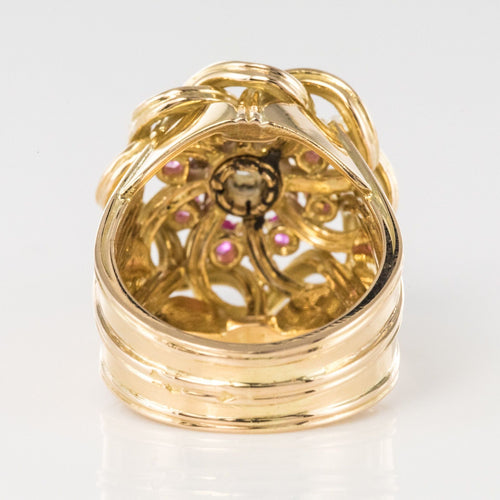Bague 50 Bague rétro diamants rubis et fils d'or entrelacés 58 Facettes 20-155-49