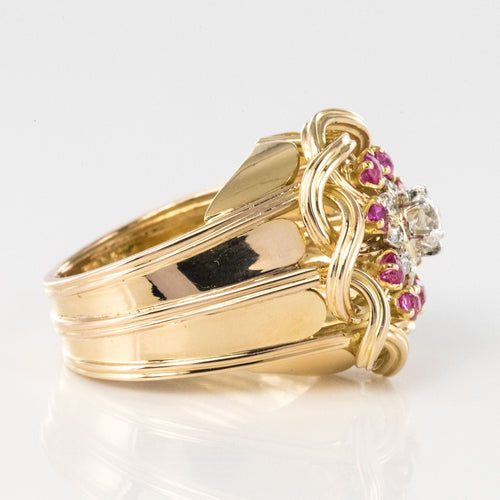 Bague 50 Bague rétro diamants rubis et fils d'or entrelacés 58 Facettes 20-155-49