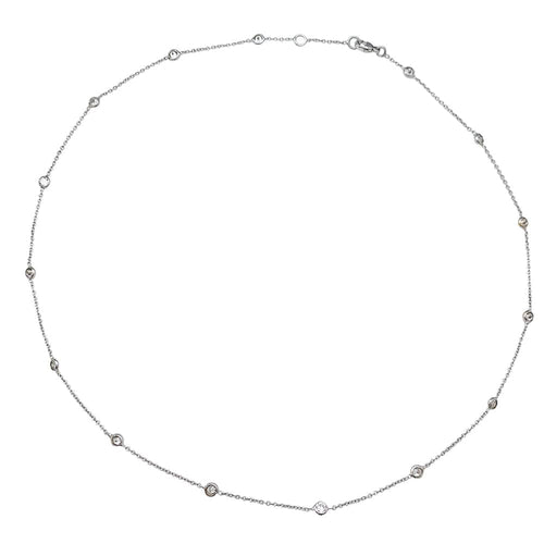 Collier Collier gouttière en or blanc serti de 15 diamants. 58 Facettes 30536