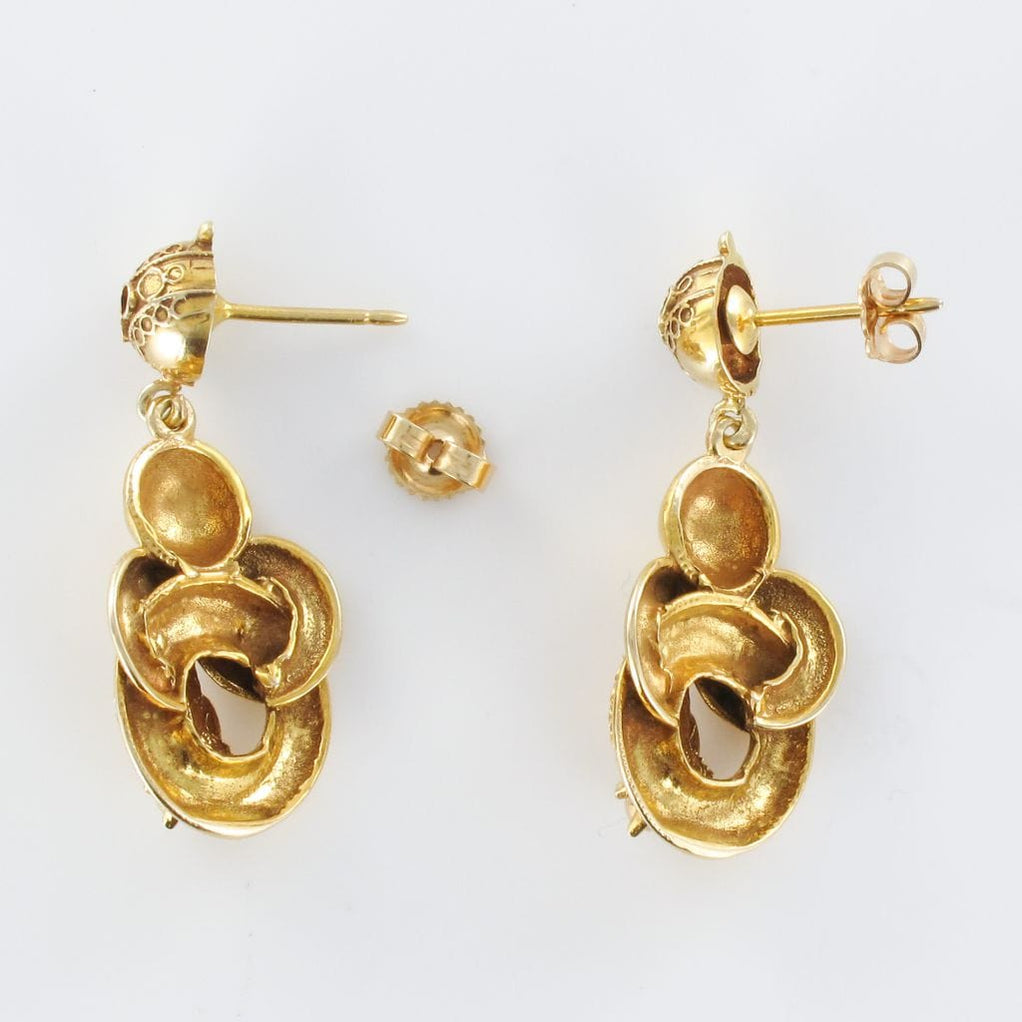 Pendants D'oreilles En Or Jaune 18 Carats - Réf. MP2521, Avec Pâte De Verre, Occasion