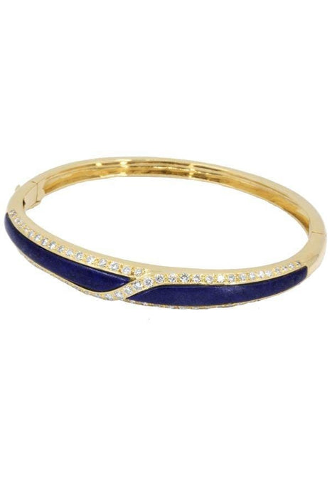 Bracelet Jonc ouvrant lapis lazuli et diamants 58 Facettes 34241