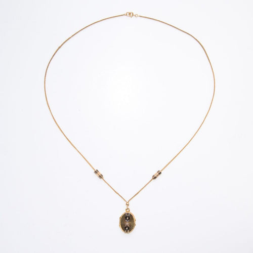 Collier Collier ancien médaillon et coulants émaillés et diamants 58 Facettes 18-357