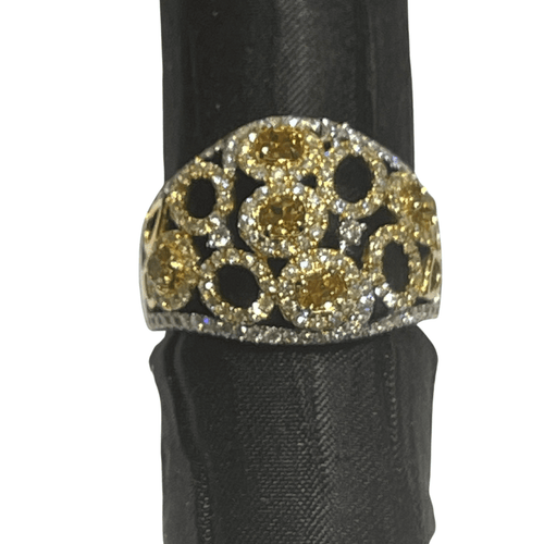 Bague 54 Bague boule Diamants jaunes 58 Facettes