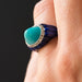 Bague 52 Bague art déco turquoise pain de sucre lapis lazuli diamants 58 Facettes 19-470-53