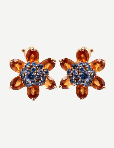 Boucles d'oreilles Van Cleef & Arpels - Boucles d'Oreilles Fleur Saphirs et Citrines 58 Facettes