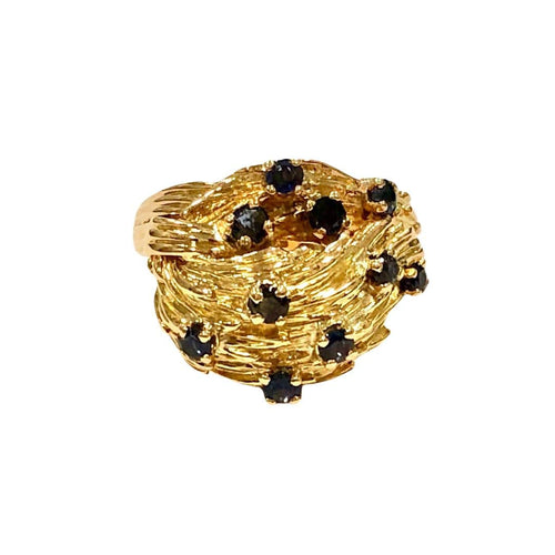 Bague 56 Bague massive or jaune et saphirs 58 Facettes