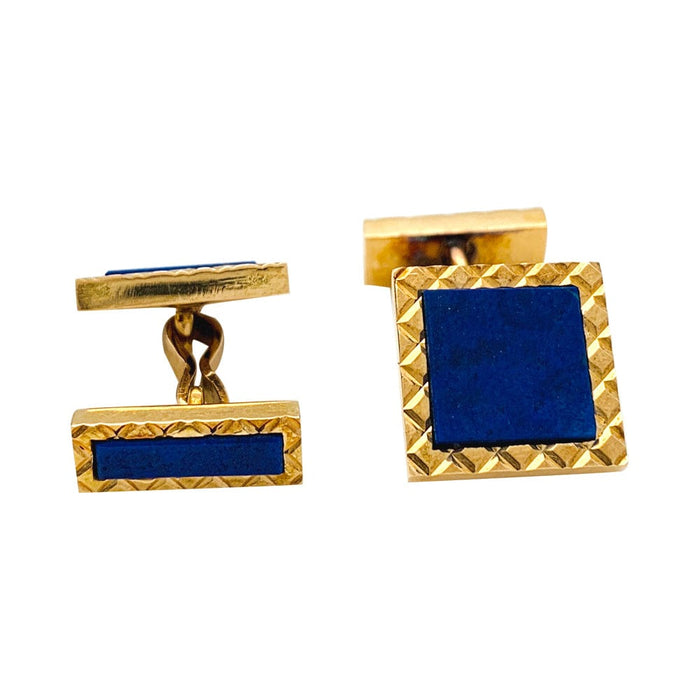 Boutons de manchette Cartier en or jaune et lapis lazuli.