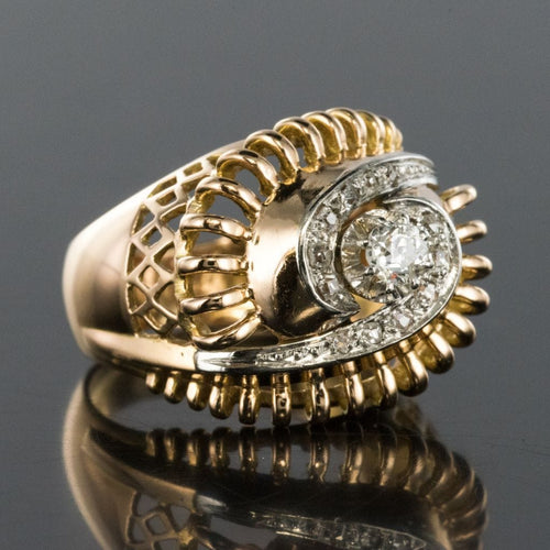 Bague 51 Bague rétro tourbillon de diamants 58 Facettes 19-084-55