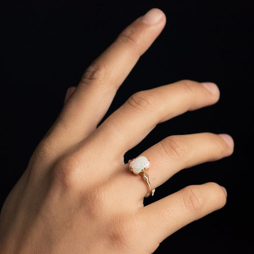 Bague 55 Bague ancienne opale solitaire 58 Facettes 19-471-48