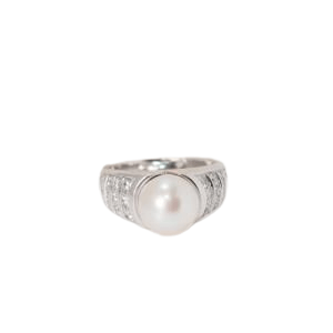Handmade Pearl and Sterling Silver Single Stone Ring - Dreamy Moon | NOVICA