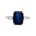 Ring 52 5,17-carat sapphire ring in white gold set with trapeze-cut diamonds. 58 Facettes 30390