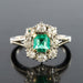 Ring 59 Emerald and diamond daisy ring 58 Facettes 19-317-51