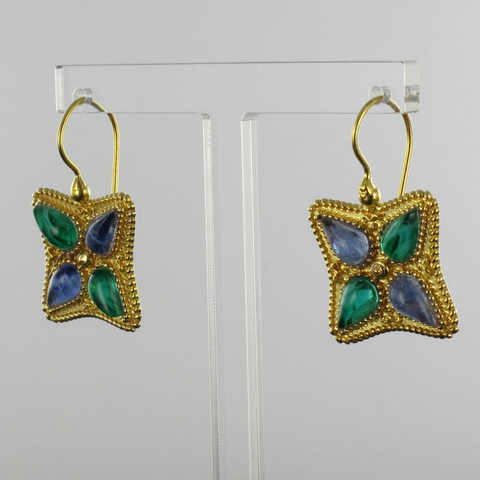 Boucles d'oreilles Boucles d'oreilles Vermeil Cristaux verts et bleus 58 Facettes GO008