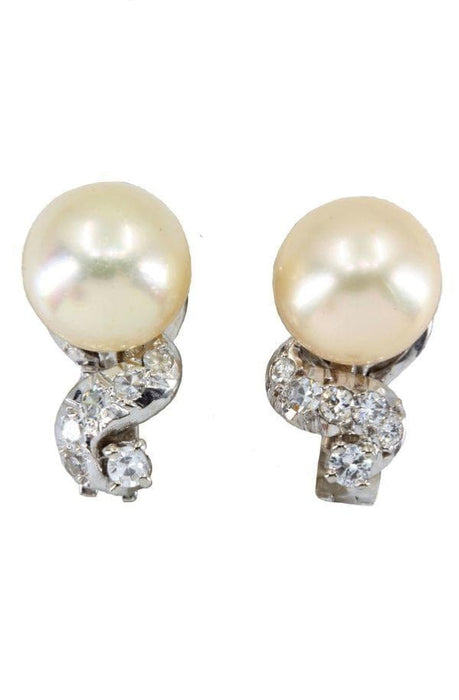 Boucles clips perles et diamants