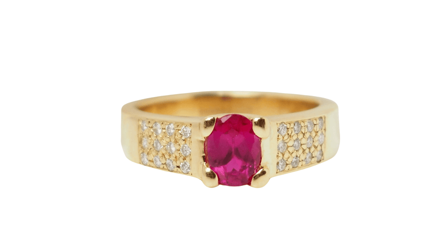 Bague 56 Bague en or jaune, rubis et diamants 58 Facettes 20456