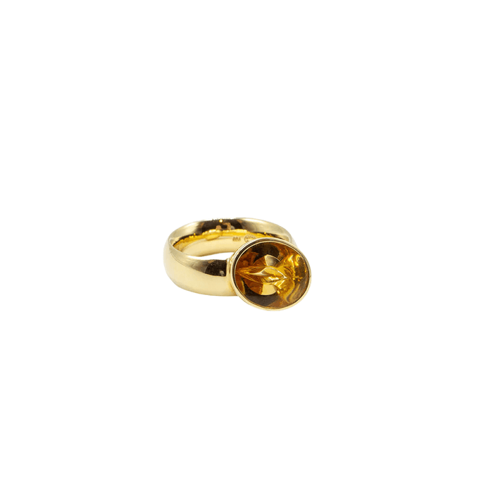 Bague Bague en Or jaune & citrine cabochon 58 Facettes