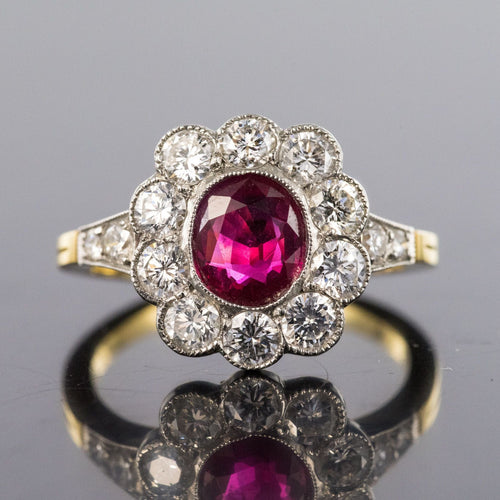 Bague 55 Bague rubis entourage diamants 58 Facettes CQ596-51