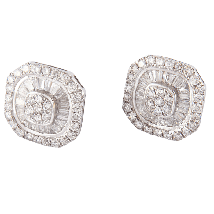 Boucles d'oreilles Clous d'oreilles Carrés Diamants 58 Facettes