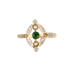 Ring 50 Ring in diamonds, pearls, green stone 58 Facettes