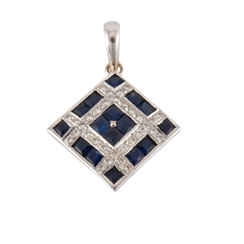 Pendentif Pendentif Damier Saphirs Diamants 58 Facettes JE521