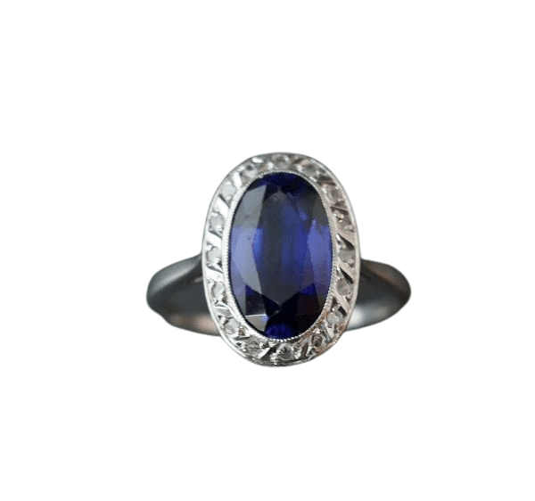 Bague Bague Ornée d'un Saphir Verneuil et Diamants 58 Facettes 940546