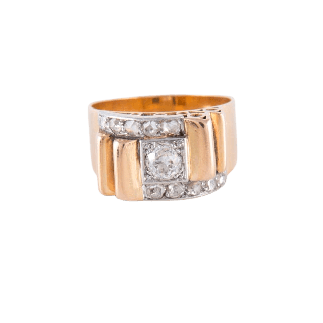 Bague Platine 950 Or Jaune 18k Diamant 0 025 Ct W Si 517953