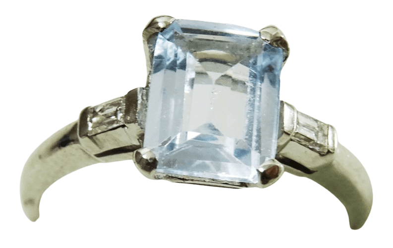 Bague 52 Bague aigue-marine et diamants 58 Facettes