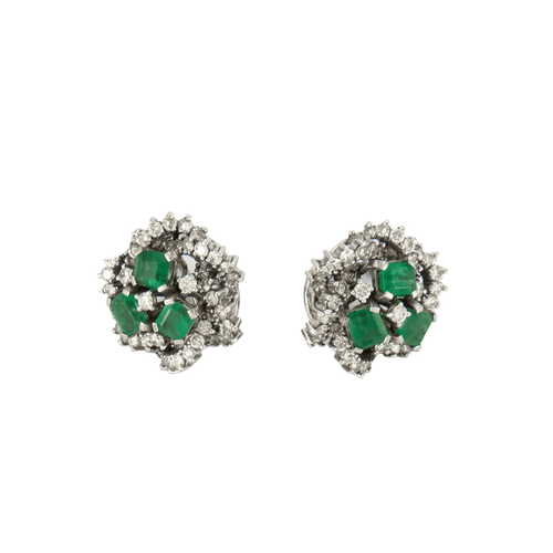 Boucles d'oreilles BOUCLES D'OREILLES RETRO EMERAUDES DIAMANTS 58 Facettes Q535A (708)