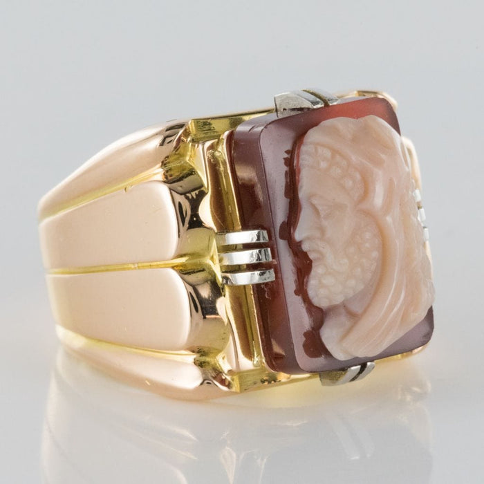 Bague 61 Chevalière homme or et camée sur agate 58 Facettes 18-354-61