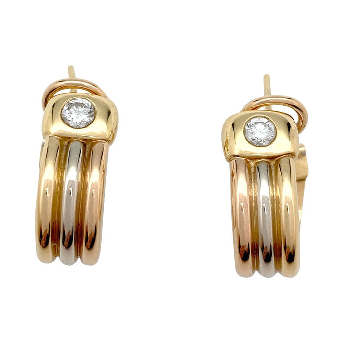 Cartier &quot;Fogorra&quot; earrings in three tones of gold, diamond.