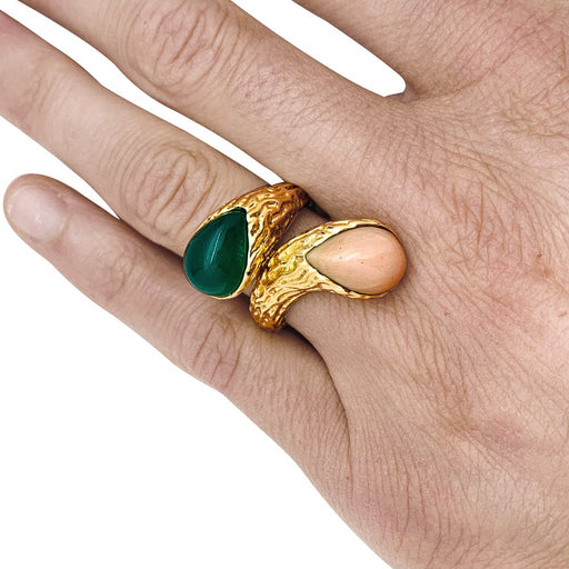Ring 58 Boucheron “Bohemian Serpent” chrysoprase and coral ring 58 Facettes 29874