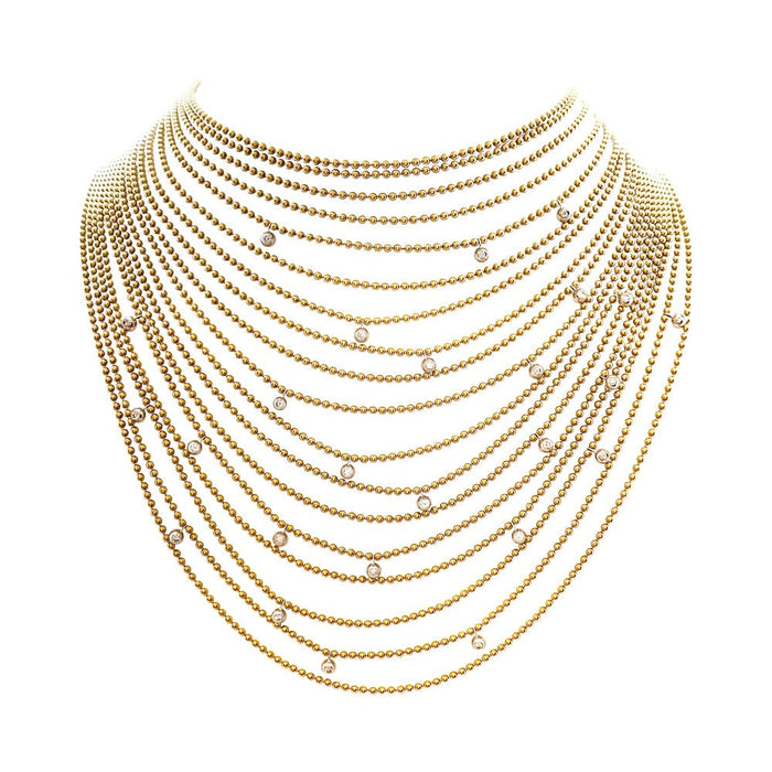 Cartier "Draperie" necklace in yellow gold, white gold and diamonds.