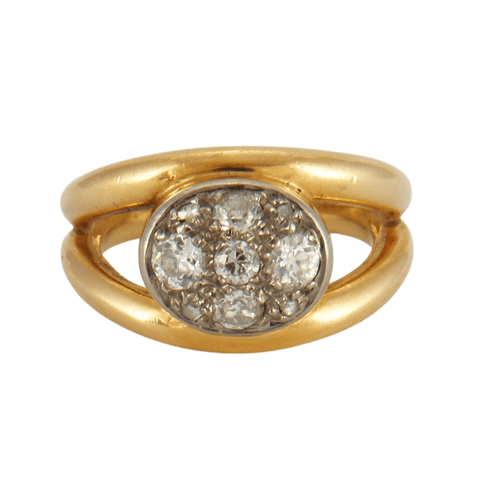 Bague 53 Bague double en or jaune et diamants 58 Facettes