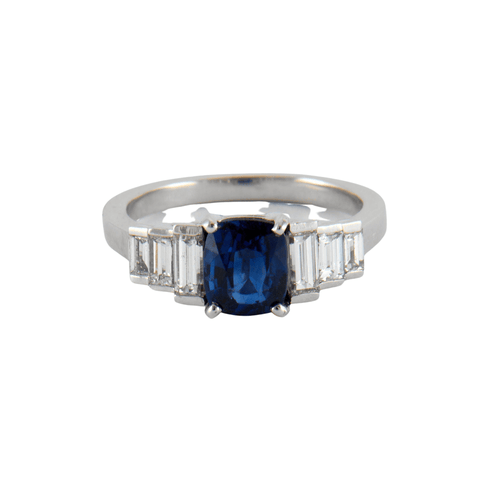 Bague 52.5 Bague Saphir coussin 1.49ct et Diamants 58 Facettes