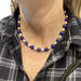 Necklace Necklace with lapis lazuli balls, pearls, yellow gold spacers. 58 Facettes 30349