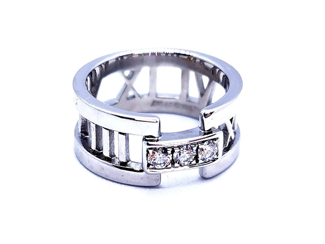 Bague 50 Tiffany & Co Bague Atlas Or blanc Diamant 58 Facettes 997153CN