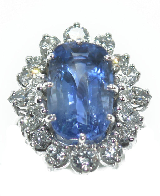 Ring Natural sapphire and diamond entourage ring 58 Facettes