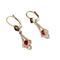 Boucles d'oreilles Dormeuses Or 2 Tons, Pierres Rouges 58 Facettes