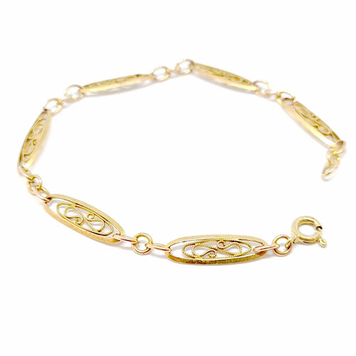 Bracelet Bracelet ancien maille filigrane or jaune 18 carats 58 Facettes