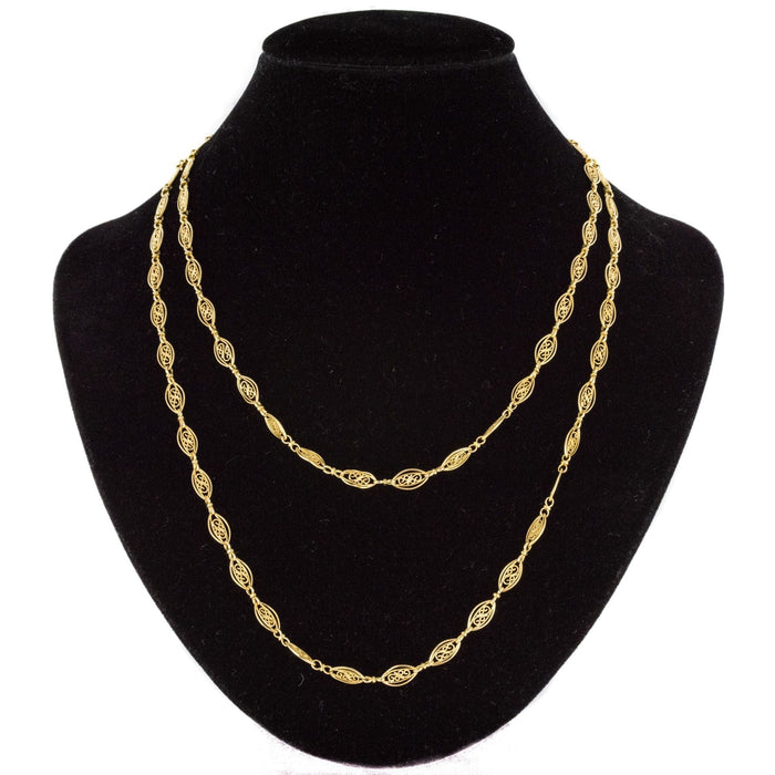 Collier Chaine ancienne sautoir or jaune filigranes 58 Facettes 20-283