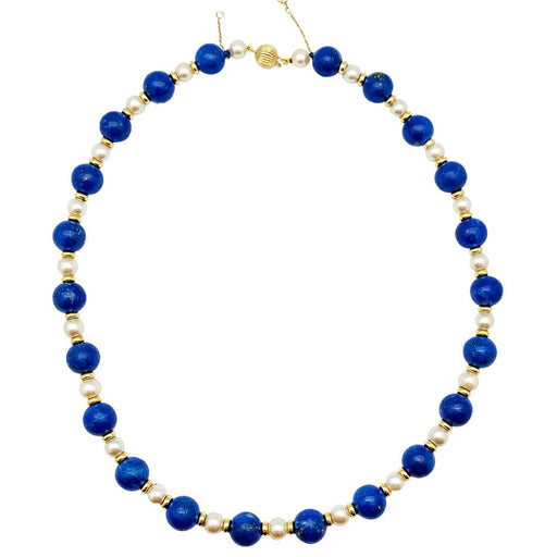 Collier Collier boules lapis lazuli, perles, intercalaires or jaune. 58 Facettes 30349