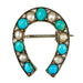 Broche Broche fer à cheval turquoises perles fines diamants 58 Facettes 19-222