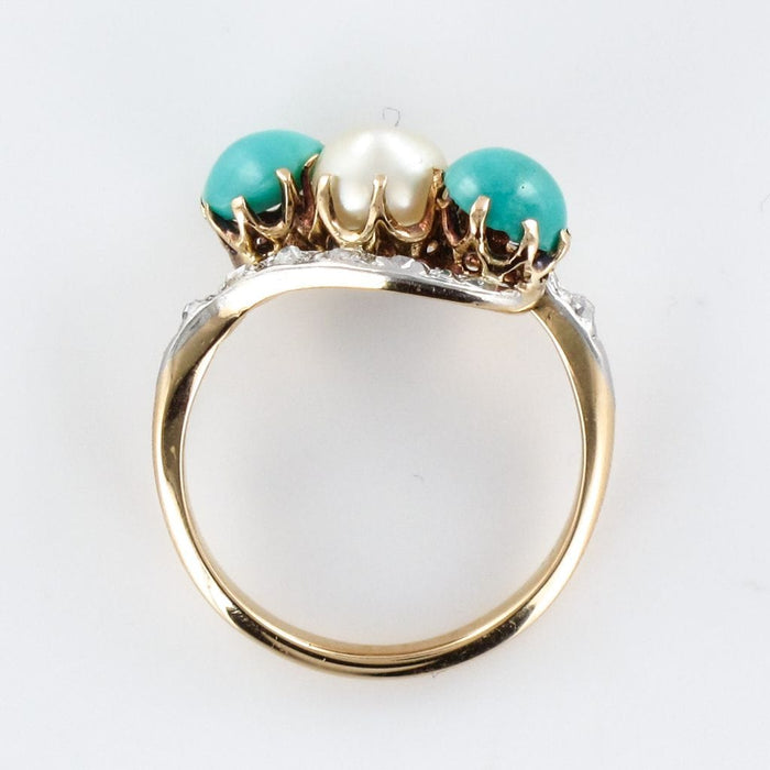 Bague 51 Bague turquoises, perle fine et diamants 58 Facettes 14-092-8206327-51