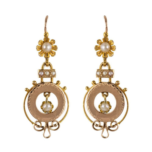 Boucles d'oreilles Boucles d'oreilles anciennes or rose perles fines 58 Facettes 19-577